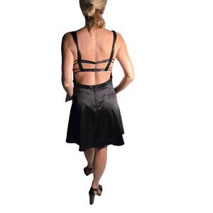 B-Darlin Black Satin Fit & Flare Cocktail Dress • NWT • Macy’s-Size 11/12